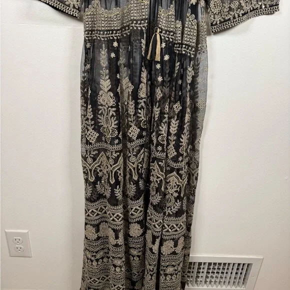 Soft Surroundings Sheer Lace Embroidered Kimono Robe‎ Coverup Gown - Picture 4 of 7